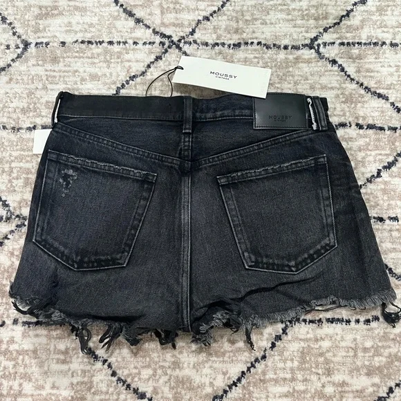 Moussy MV SHIRLEY SHORTS Black Distressed Jean Shorts - Picture 2 of 3